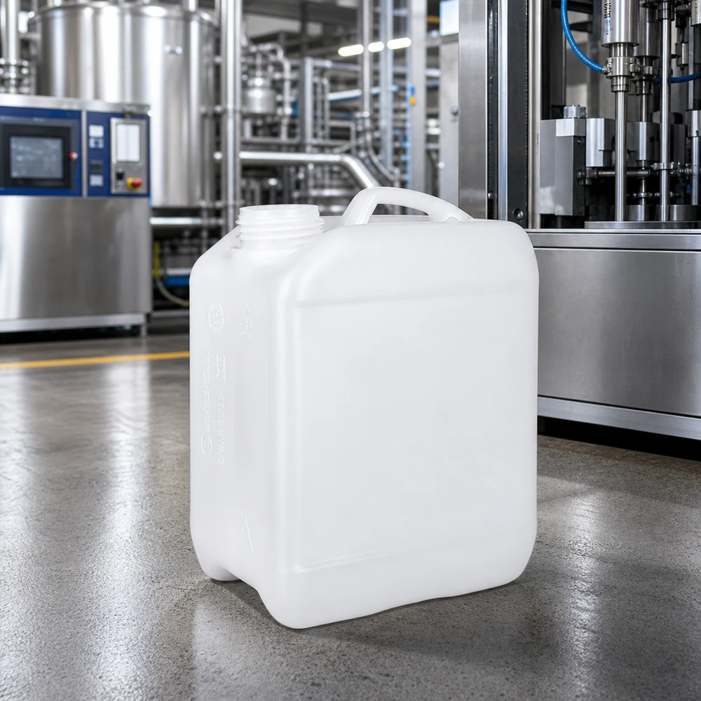 Kanystr 2,5 litru bez uzávěru Quadratischer Flüssigkeitsbehälter 2,5 Liter offen mit integriertem Griff aus weißem HDPE
