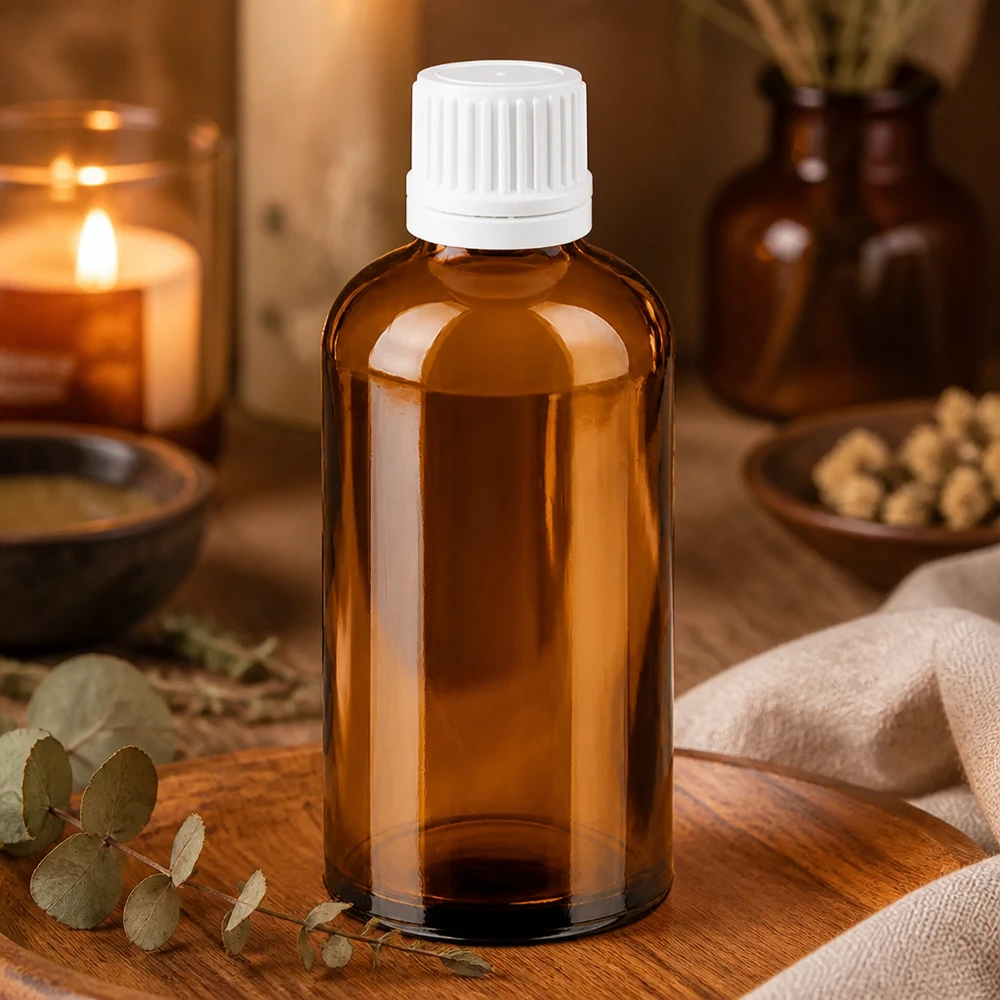 Professionelle 100ml Tropfflasche aus braunem Glas mit weißem Verschluss für Laboranwendungen