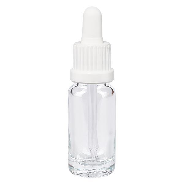 Lékárenská lahvička čirá 10ml s pipetou bílá s uzávěrem proti neoprávněné manipulaci Lékárenská lahvička čirá 10ml s pipetou bílá s uzávěrem proti neoprávněné manipulaci