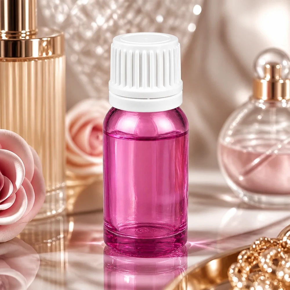 Stylische 10ml PurpleLine Flasche in trendigem Violett mit weißem Verschluss für Beauty-Produkte