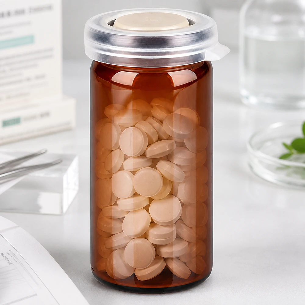 Pharmazeutisches Lagerglas 10ml lichtgeschützt braun mit Schnappdeckel für Tabletten und Pillen