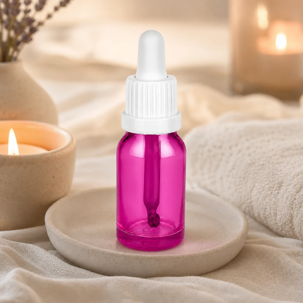 10ml pipetovací láhev bílá Originality šroubovací uzávěr PurpleLine UT18/10 Stilvolle violette Glasflasche 10ml mit ergonomischem Tropfer OV PurpleLine UT18/10