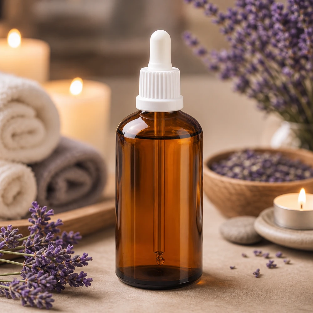 Apothekerflasche 100ml braun mit Graduierung und weißem Tropfaufsatz für exakte Dosierung