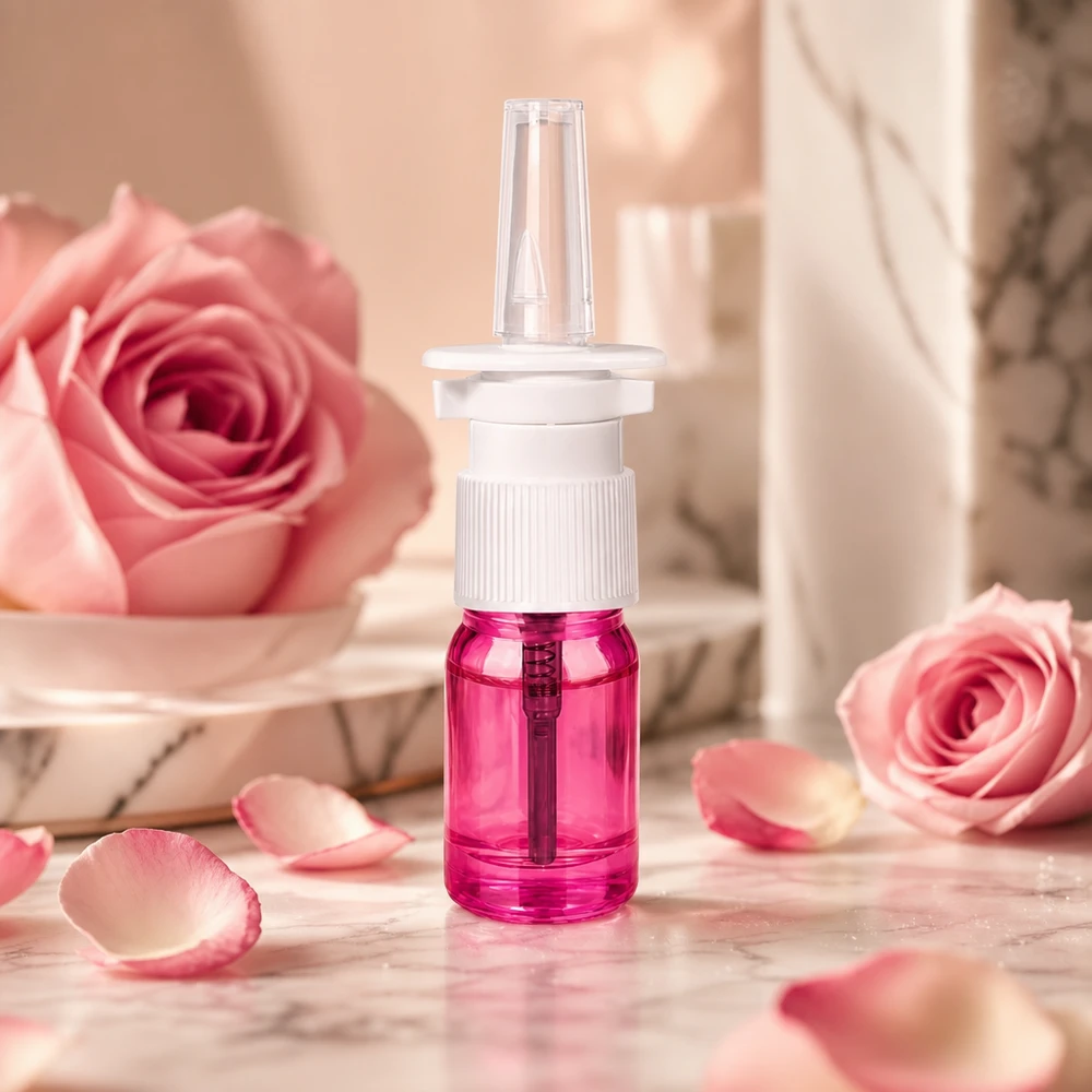 Praktische 5ml Dosierflasche in Violett mit Sprühmechanismus für pharmazeutische Anwendungen