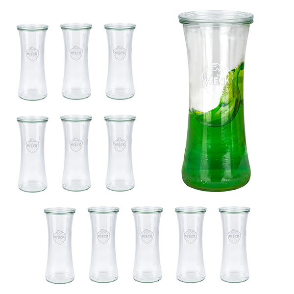 Sada 12 sklenic Weck o objemu 700 ml na lahůdky se skleněným víčkem. Sada 12 sklenic Weck o objemu 700 ml na lahůdky se skleněným víčkem.
