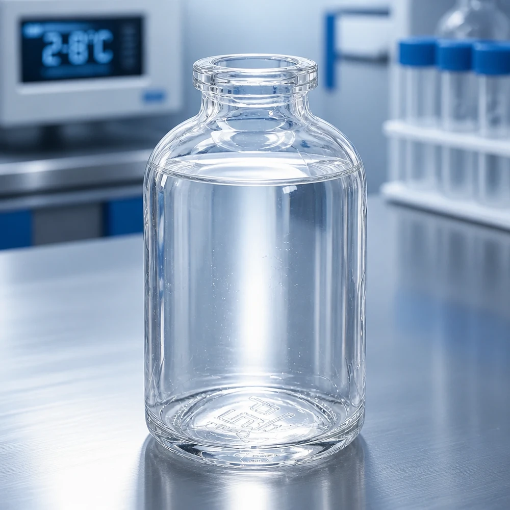Injekční láhev z čirého skla 50 ml Pharmaceutical Grade Injektionsflasche 50ml Klarglas bei kontrollierter Lagertemperatur