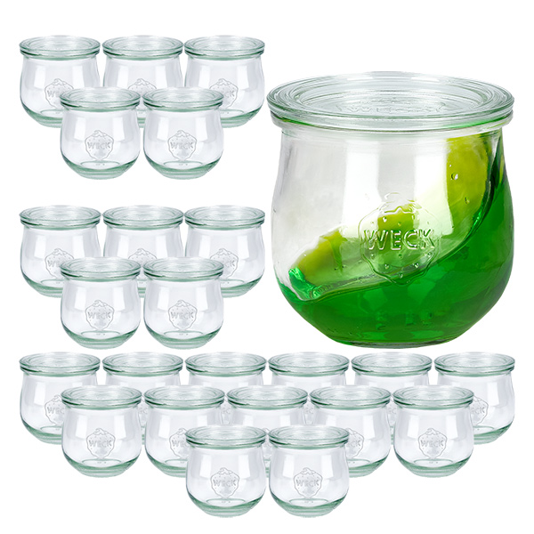 Sada 24 zavařovacích sklenic Weck 370ml tulipánová sklenice se skleněnými víčky 24 ks.