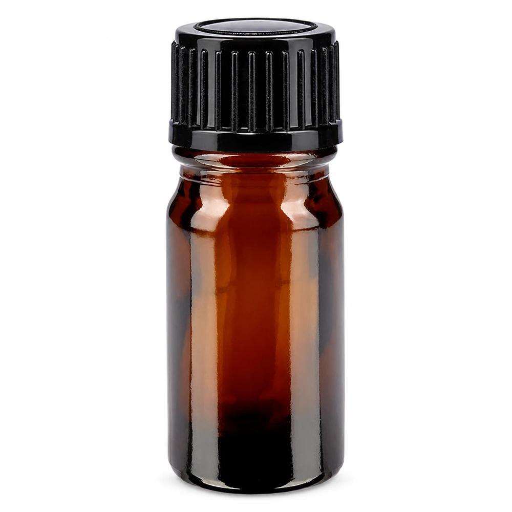 Lékárenská lahvička hnědá 5ml se šroubovacím uzávěrem černá standardní Braune Medizinflasche 5ml Glas mit schwarzem Standardverschluss 11mm ApoGlas