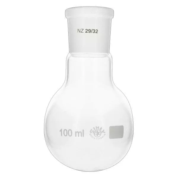 Baňka s kulatým dnem 100 ml se standardním broušeným spojem (29/32) Baňka s kulatým dnem 100 ml se standardním broušeným spojem (29/32)