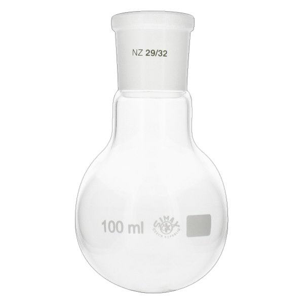 Baňka s kulatým dnem 100 ml se standardním broušeným spojem (29/32) Baňka s kulatým dnem 100 ml se standardním broušeným spojem (29/32)