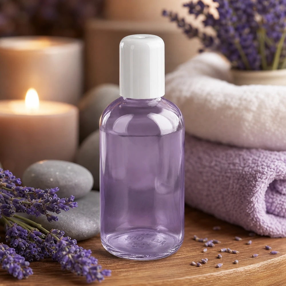 100ml roll-on lahvička bílá standardní uzávěr ClearLine UT18/100 100ml befüllte Roll-On Flasche ClearLine weiss mit Lavendulaöl im Wellness und Beauty Bereich