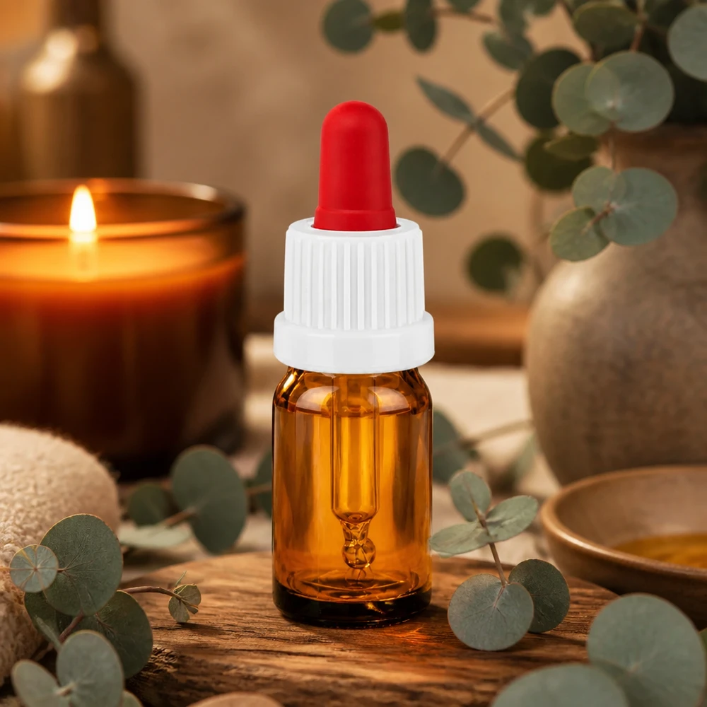 5ml pipetovací láhev bílá/červený uzávěr s ochranou proti manipulaci BrownLine UT18/5 Handliche 5ml Glasflasche mit roter Pipette ideal für DIY Kosmetik und Naturheilkunde