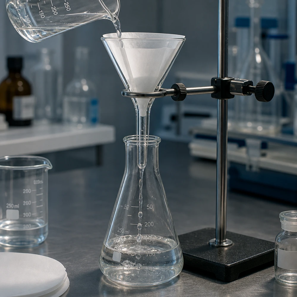 Trychtýř ø30mm sodnovápenatý, úhel 60°, krátký styl Kompakter 30mm Kalk-Soda-Trichter mit optimiertem 60 Grad Winkel für effiziente Flüssigkeitsübertragung