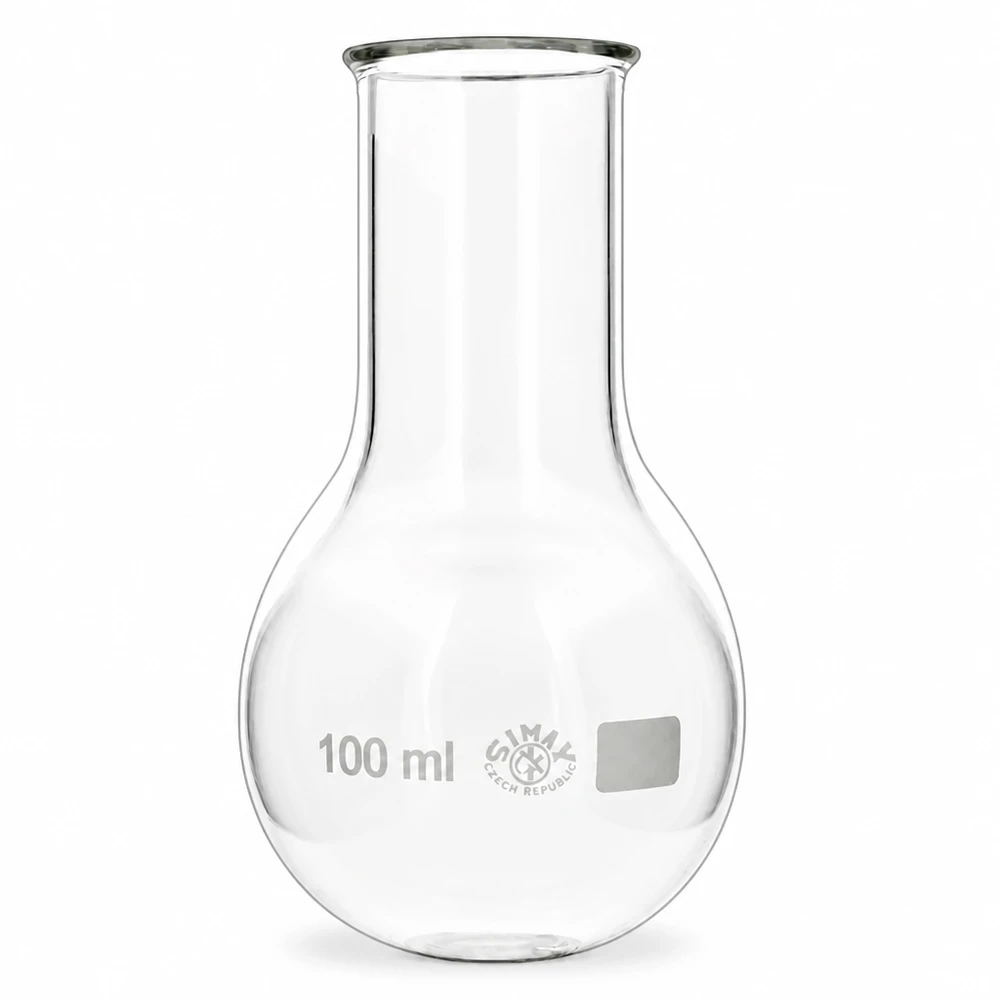 Baňka s kulatým dnem 100ml se širokým hrdlem Rundkolben 100ml Weithals-Ausführung mit glatter Oberfläche für professionelle Laborarbeiten