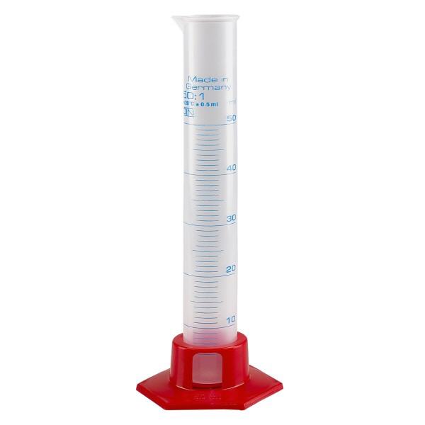 50ml odměrný polypropylenový odměrný válec s červenou základnou. 50ml odměrný polypropylenový odměrný válec s červenou základnou.