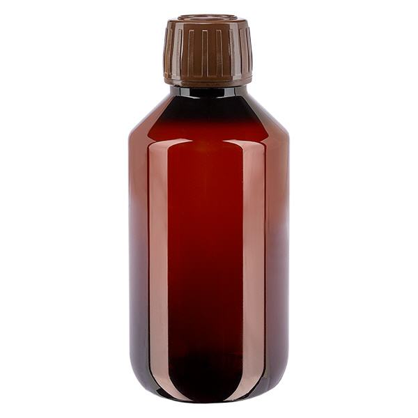 PET láhev 200ml s hnědým uzávěrem, který je odolný proti manipulaci. PET láhev 200ml s hnědým uzávěrem, který je odolný proti manipulaci.