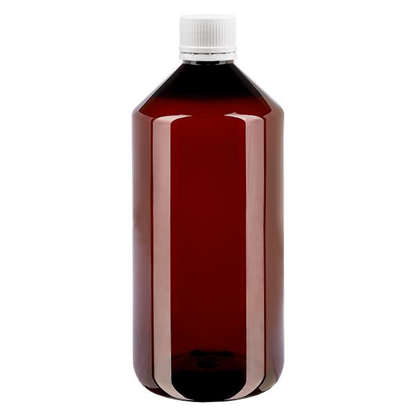 PET láhev 1000ml s bílým tamper-evidentním uzávěrem, jemně žebrovaným. PET láhev 1000ml s bílým tamper-evidentním uzávěrem, jemně žebrovaným.