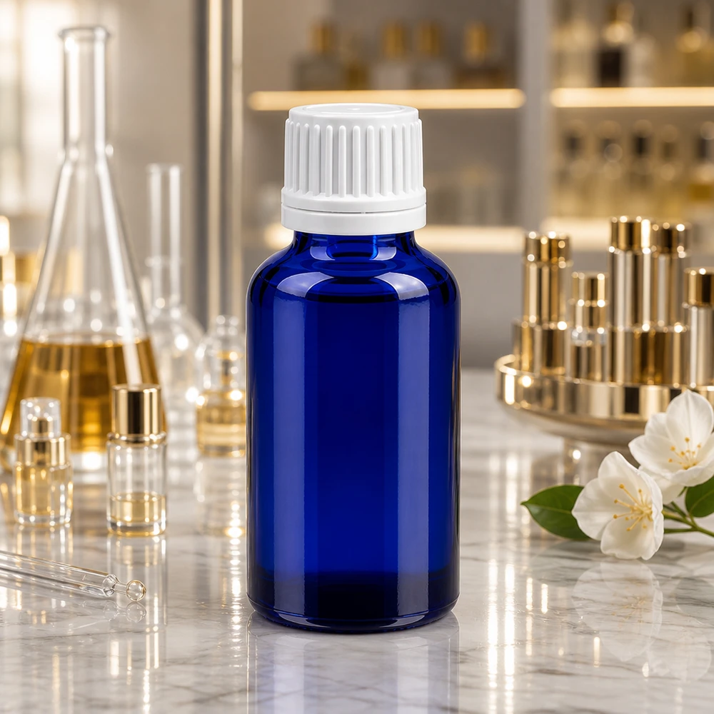 30ml BlueLine Glasflasche mit präzisem 11mm Gewinde für industrielle und private Nutzung