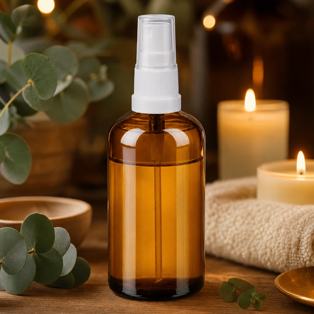 100ml lahvička s rozprašovačem bílá/průhledný standardní uzávěr BrownLine UT18/100 Robuste Braunglas-Sprühflasche 100ml mit ergonomischem Pumpmechanismus für gleichmäßige Dosierung