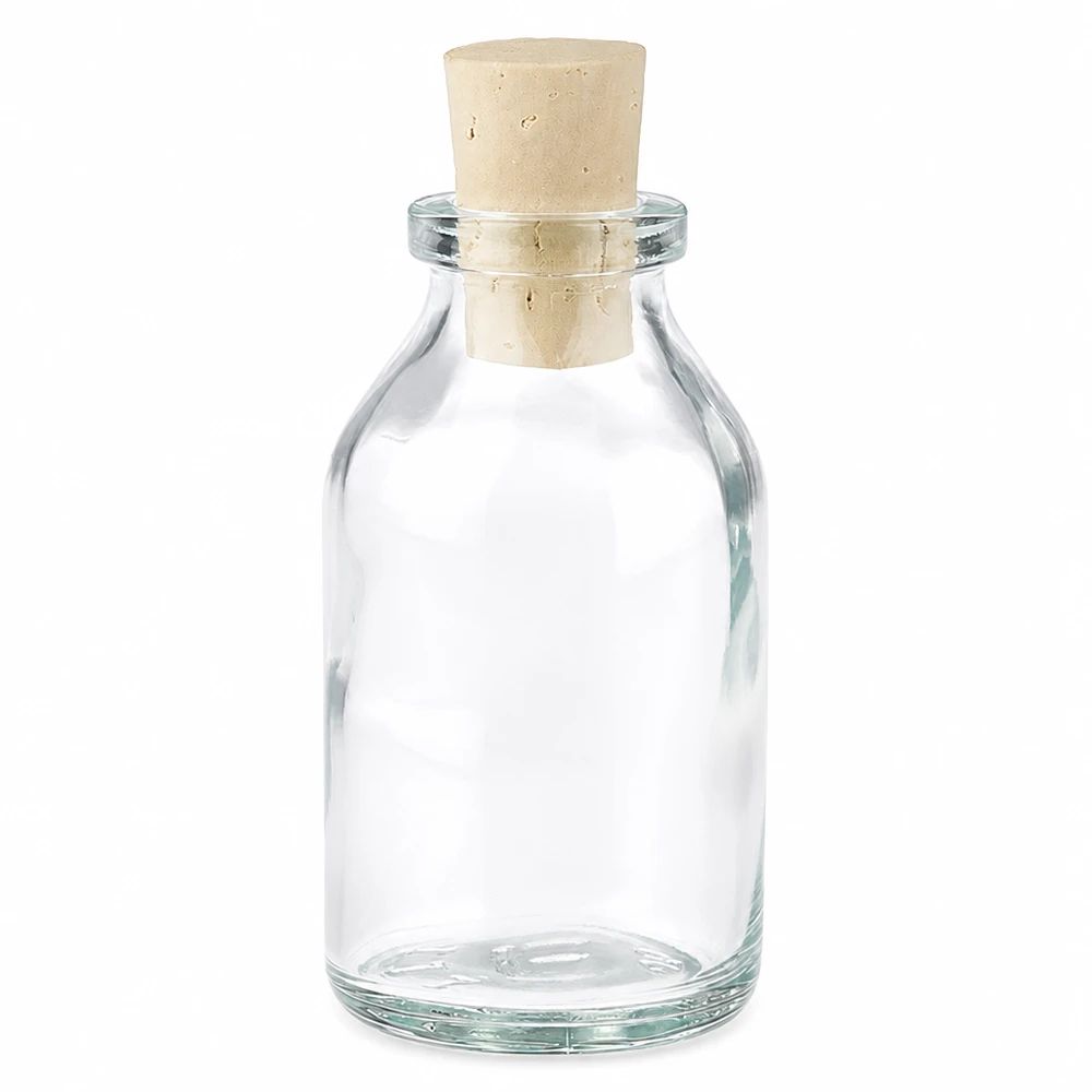Láhev z čirého skla 20ml se zátkou 11/14mm Zylindrische Glasflasche 20ml mit passendem Korken 11/14mm Produktfoto