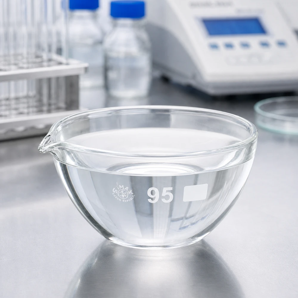 170ml odpařovací miska s borosilikátovou výlevkou ø95mm Hochwertige Glasschale mit Ausguss 95mm Durchmesser für präzise Abdampfverfahren im Labor