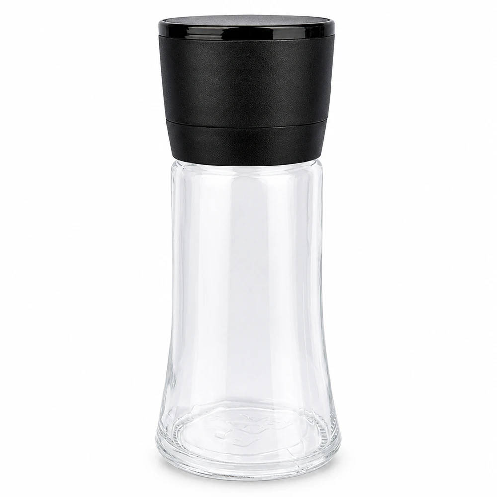 Dóza na sůl/koření 95 ml s mlýnkem Vario černá Handliche Salzmühle aus Glas 95ml mit elegantem schwarzen Deckelmahlwerk