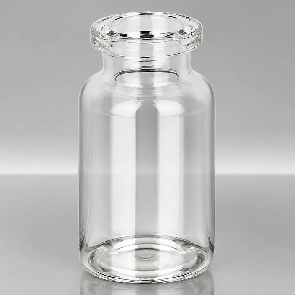 Injekční láhev z čirého skla 10ml Kleine Glasflasche 10ml für Injektionszwecke mit optisch klarer Wandung und präzisem Rollrand