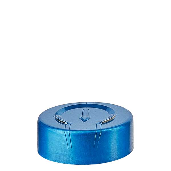 Krimpovací uzávěr 20,25 x 7,4 mm CELÝ s odtržením modrý Krimpovací uzávěr 20,25 x 7,4 mm CELÝ s odtržením modrý