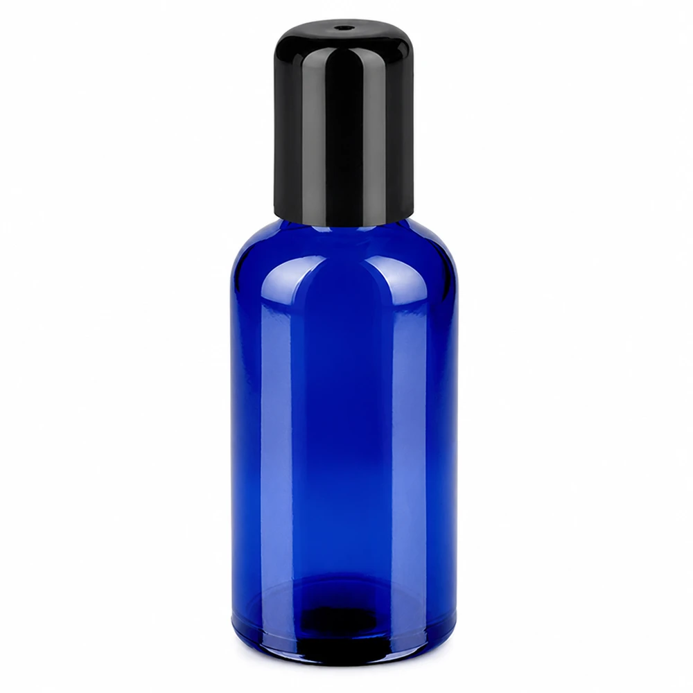 Zylindrische Roll-On Flasche 50ml schwarz STD BlueLine UT18/50 mit ergonomischer Form