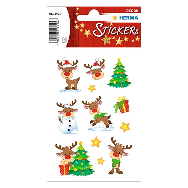 Samolepky "Rudolf" (24 samolepek se třpytkami) Samolepky "Rudolf" (24 samolepek se třpytkami)