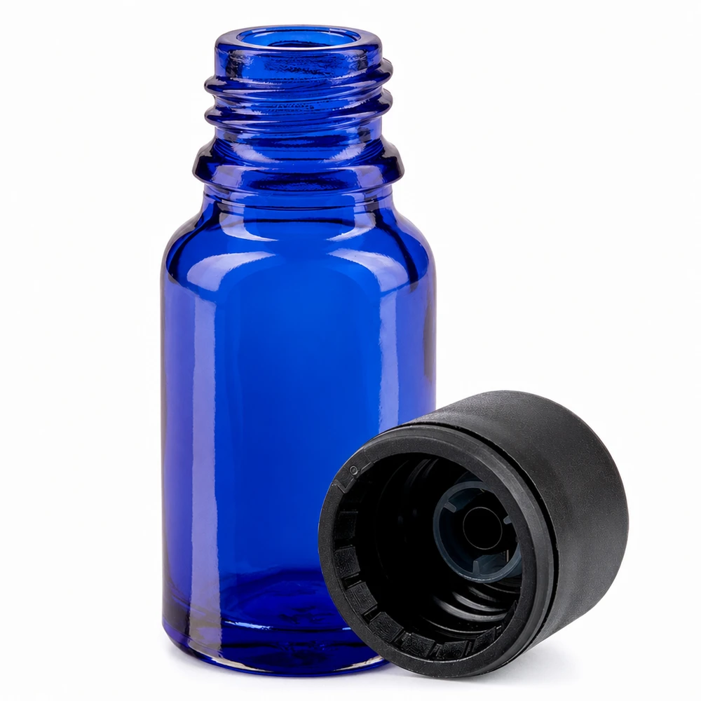 10ml lahvička 11mm šroubovací uzávěr černý BlueLine UT18/10. 10ml lahvička 11mm šroubovací uzávěr černý BlueLine UT18/10.