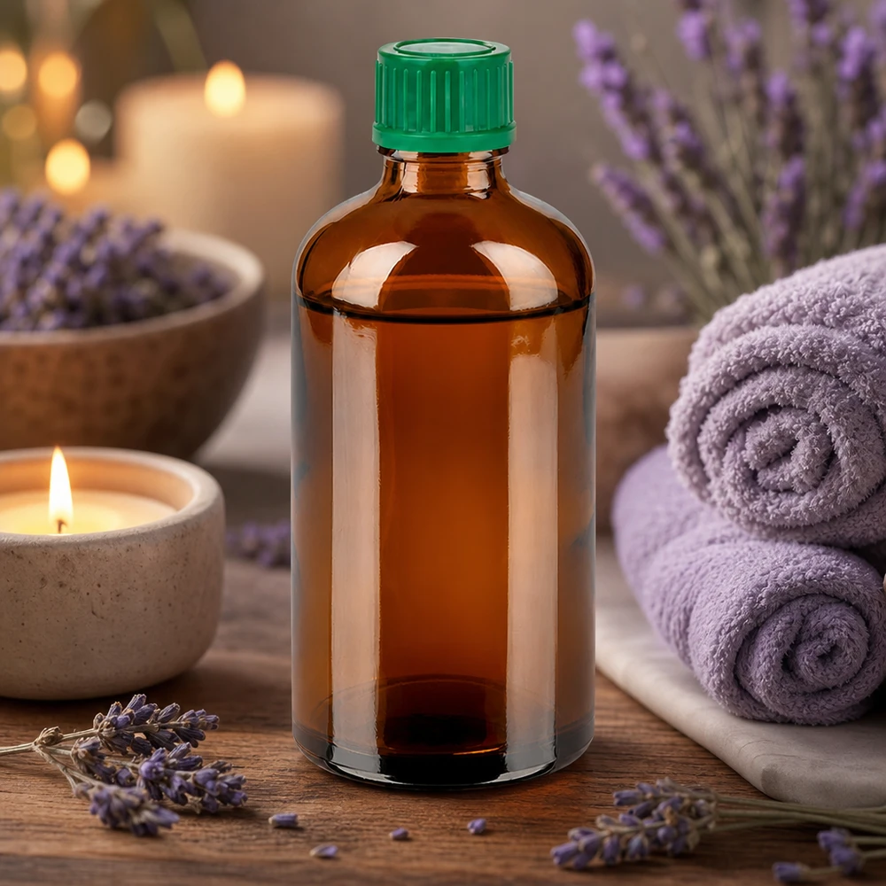 100ml lahvička 11mm šroubovací uzávěr zelená Standard BrownLine UT18/100 Wiederverwertbare 100ml Braunglasflasche mit umweltfreundlichem Material für nachhaltige Nutzung