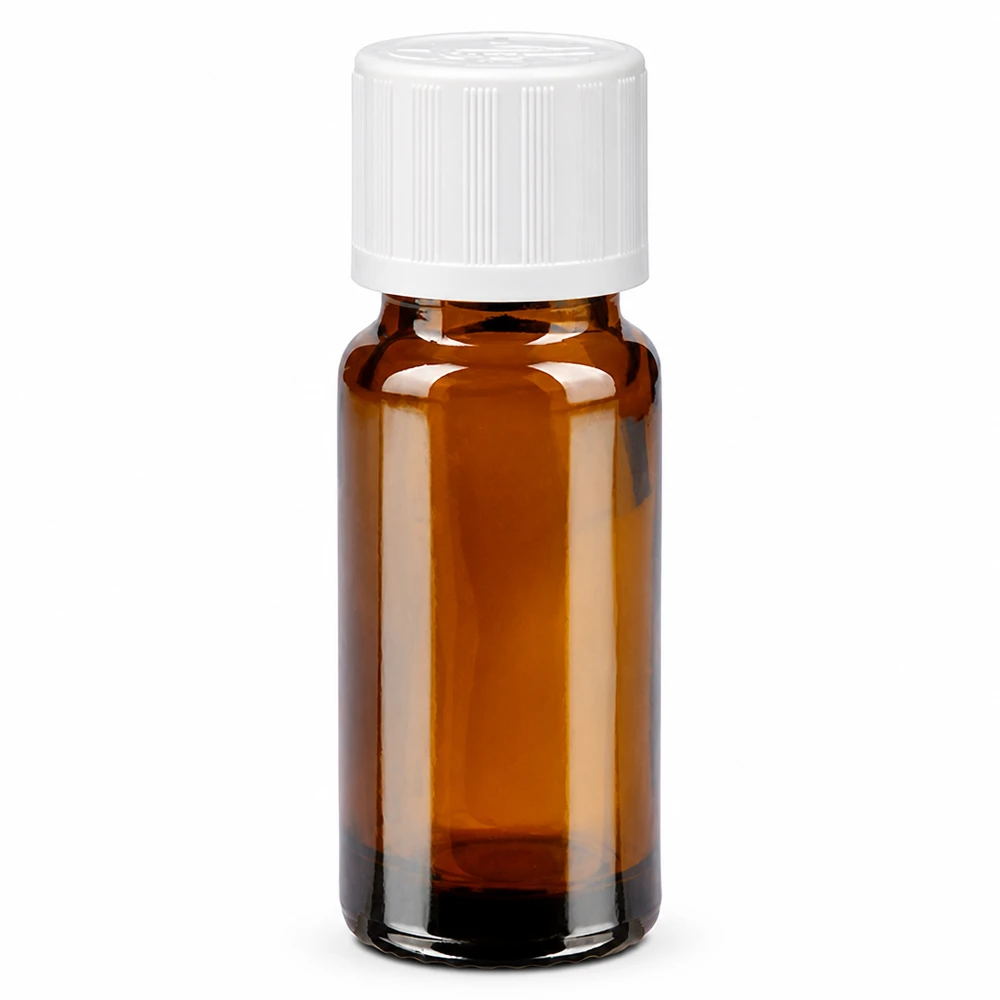 Lékárenská lahvička hnědá 10ml šroubovací uzávěr bílý dětský odolný st. Amber Glasflasche 10ml mit kindersicherem weißen Drehverschluss Apothekenqualität