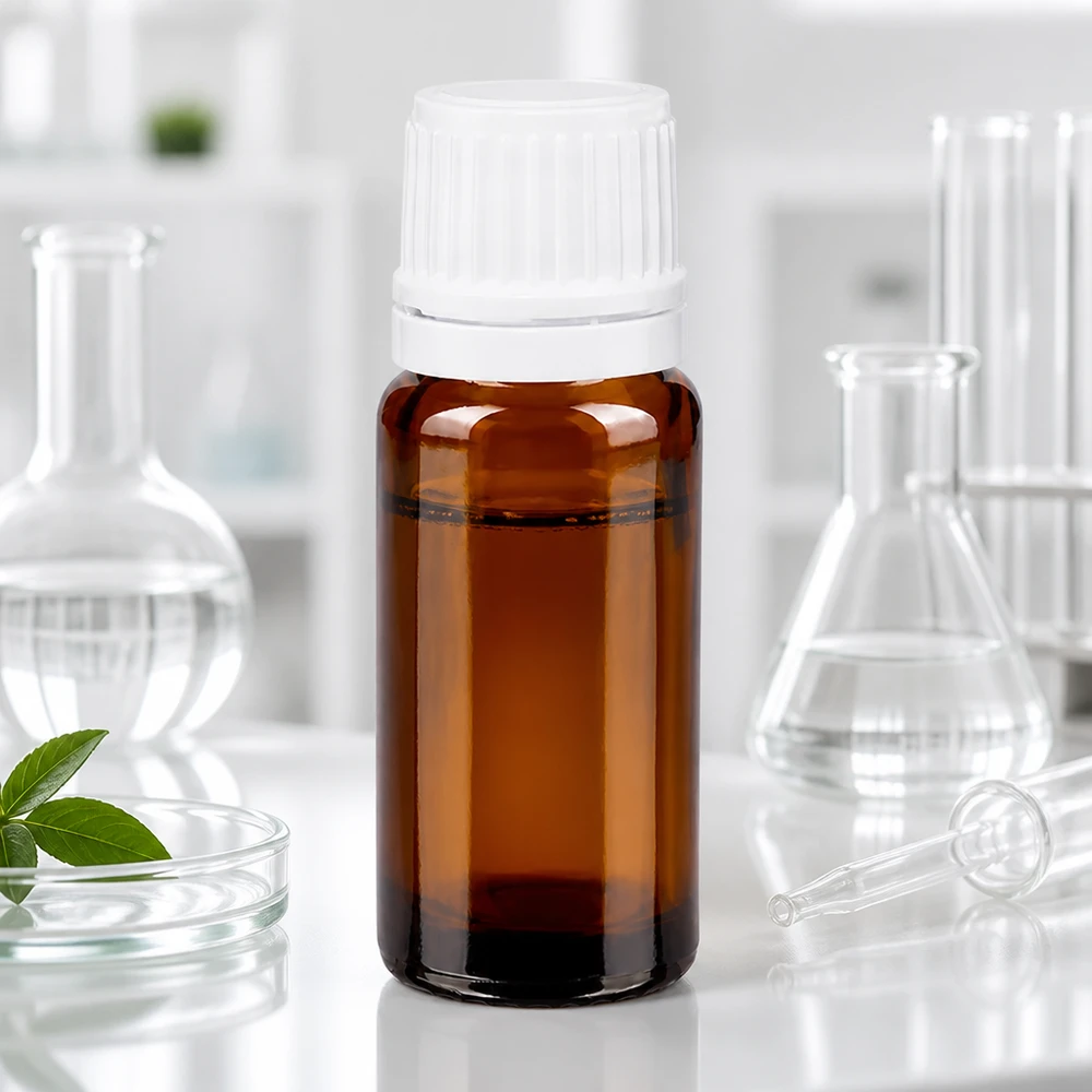 Braune Glasflasche 10ml Schmalhalsflasche mit weißem Schraubverschluss 11mm