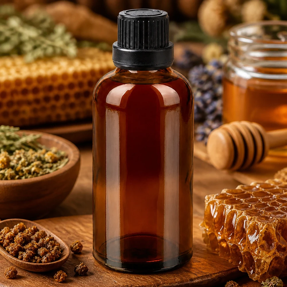 Professionelle 50ml Braunglasflasche mit UT18 Gewinde für Imkerei und Naturheilkunde Produkte