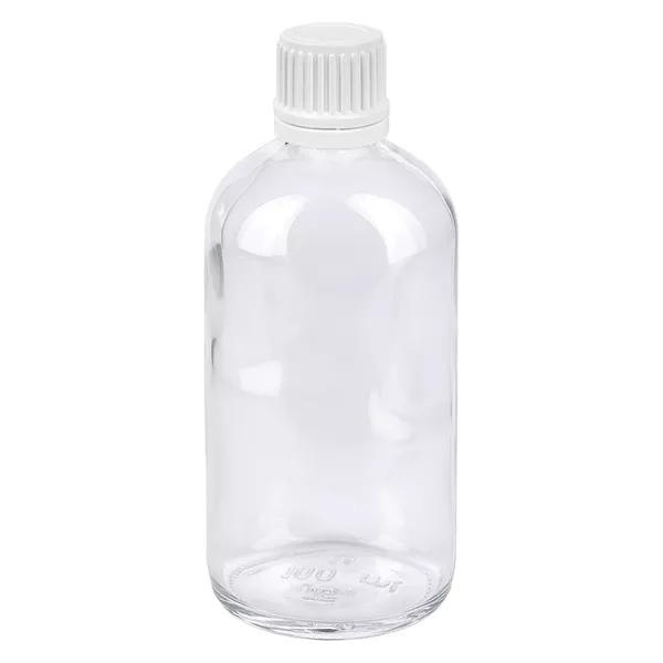 100ml lahvička 11mm šroubovací uzávěr bílý tamper evidentní uzávěr ClearLine UT18/100 100ml lahvička 11mm šroubovací uzávěr bílý tamper evidentní uzávěr ClearLine UT18/100