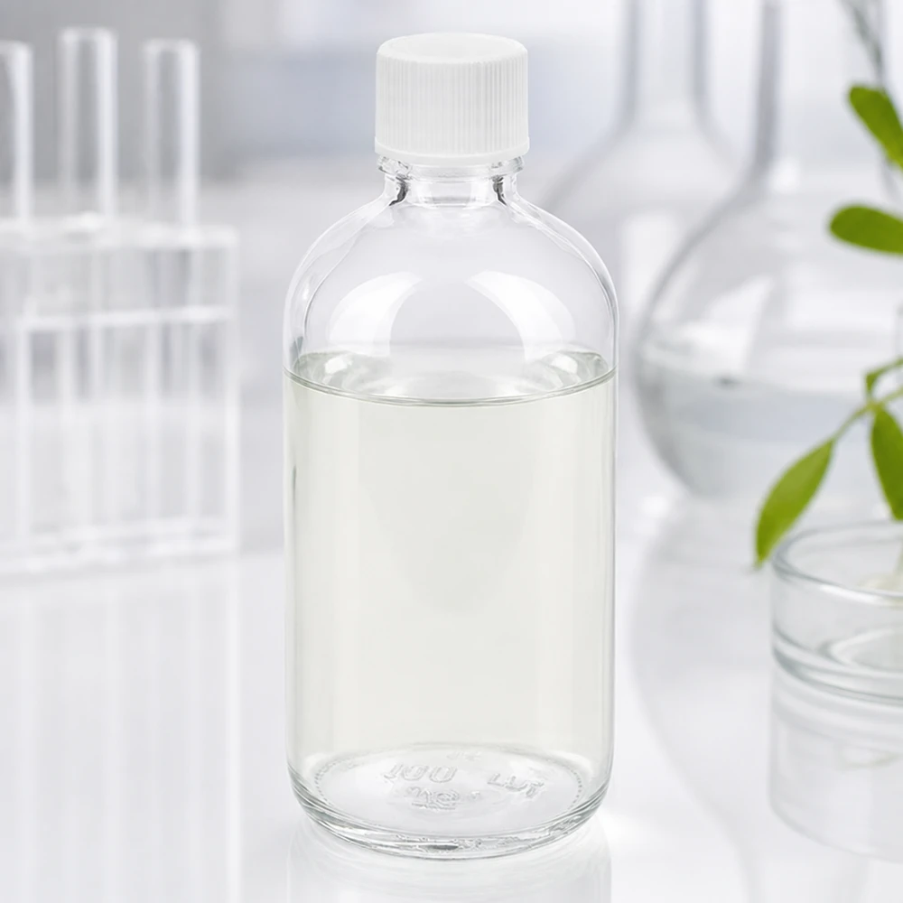 Zylindrische 100ml Glasflasche UT18 ClearLine mit weißem SV für Pharma und Kosmetik