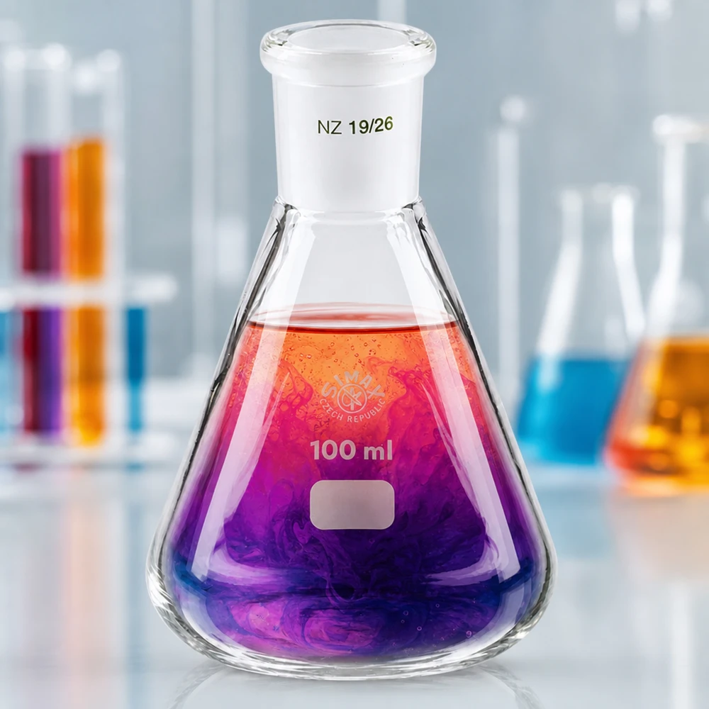 Erlenmeyerova baňka 100 ml se standardním broušeným spojem (19/26) Erlenmeyerova baňka 100 ml se standardním broušeným spojem (19/26)