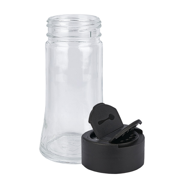 Dóza na sůl/koření 95 ml s dvojitým šejkrem černá Dóza na sůl/koření 95 ml s dvojitým šejkrem černá
