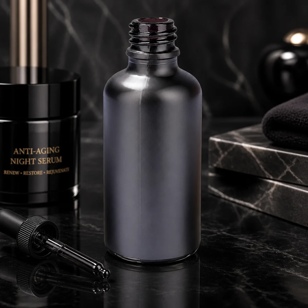 50ml dávkovací láhev BlackLine UT18/50 UNiTWIST Lichtschutz Apothekerflasche 50ml BlackLine UT18/50 UNiTWIST für empfindliche Wirkstoffe