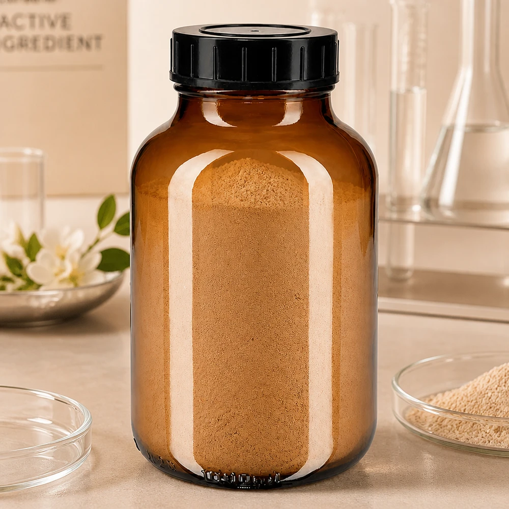 1000ml láhev se širokým hrdlem jantarové sklo se šroubovacím uzávěrem. Vielseitige braune 1000ml Glasflasche mit Schraubverschluss für trockene Inhaltsstoffe
