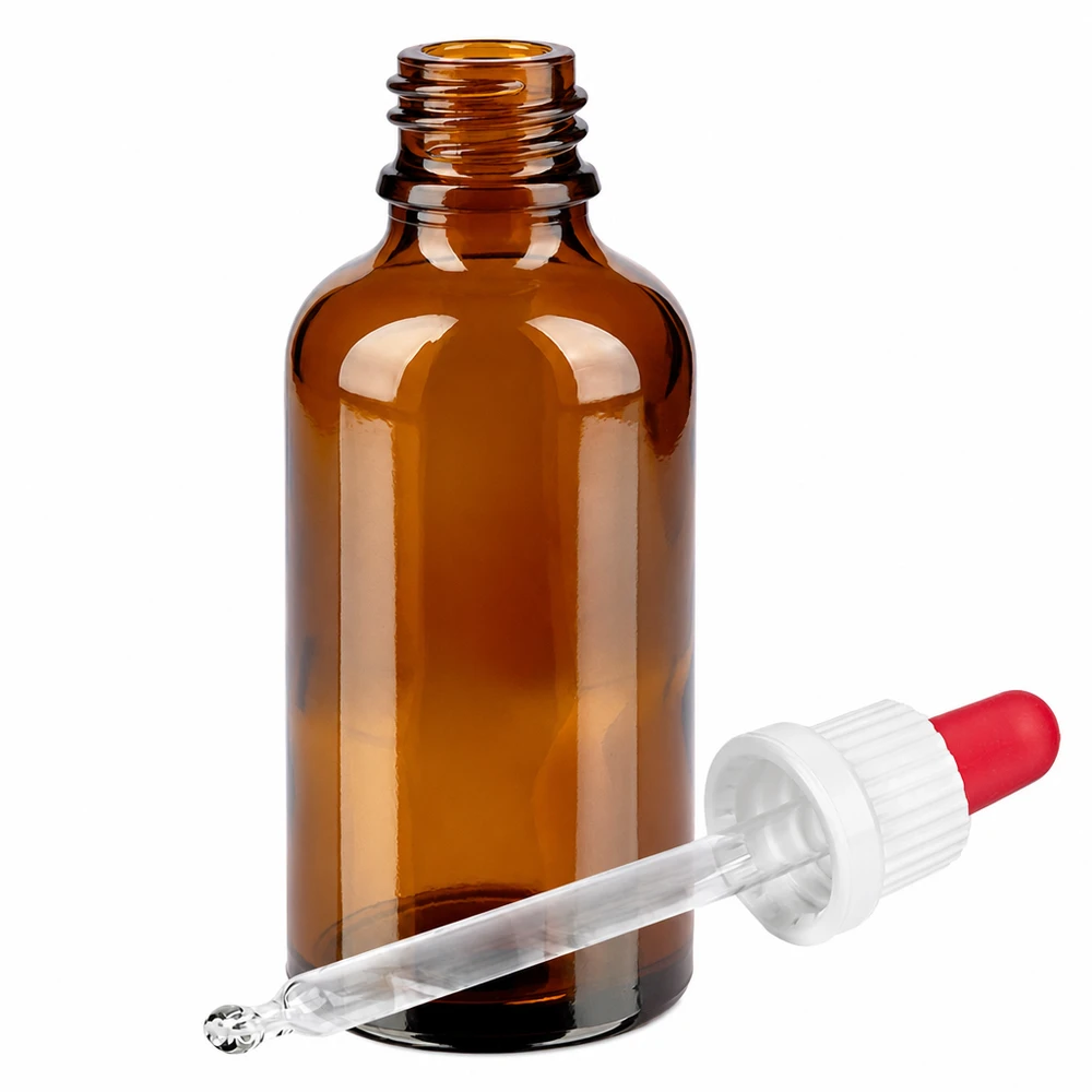 Premium Glasflasche 50ml mit integrierter Pipette - perfekt für Kosmetik und Aromatherapie