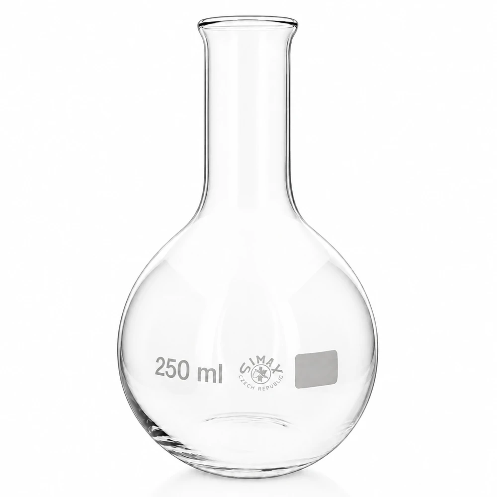 Baňka s úzkým hrdlem 250ml Messkolben 250ml mit engem Ausguss aus robustem Laborglas für analytische Arbeiten