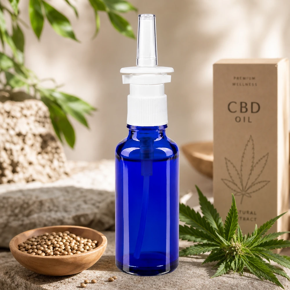 UV-schützendes blaues ApoGlas 30ml mit Nasenspraypumpe für Naturextrakte