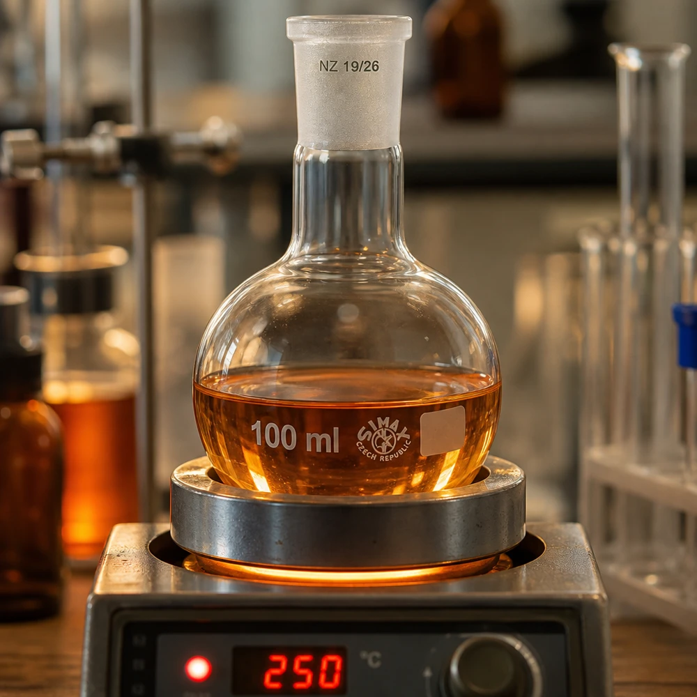 Baňka 100ml se standardním broušeným spojem (19/26) Synthesekolben 100ml unter kontrollierten Temperaturbedingungen - professionelle Laborqualität