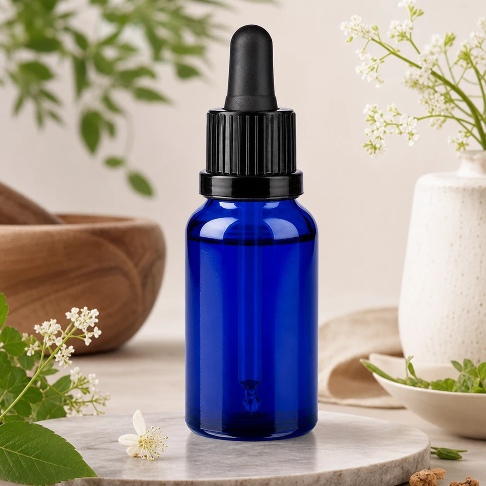 20ml pipetovací láhev černá s tamper-evidentním uzávěrem BlueLine UT18/20 Professionelle 20ml Glasflasche mit Pipettenaufsatz für Labor und Kosmetikhersteller geeignet