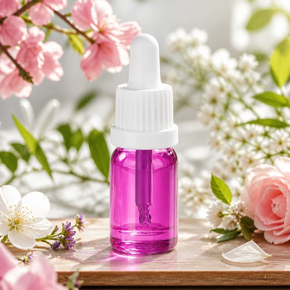 5ml pipetovací láhev bílá originalita šroubovací uzávěr PurpleLine UT18/5 Lichtschützende 5ml Glasflasche violett mit benutzerfreundlicher weißer Pipettenkappe