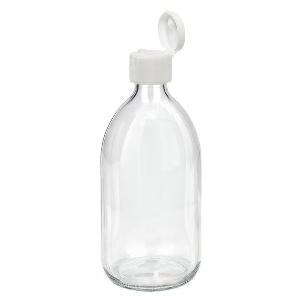 500ml láhev na léky čirá, s flip-top uzávěrem ApoGlas 500ml láhev na léky čirá, s flip-top uzávěrem ApoGlas