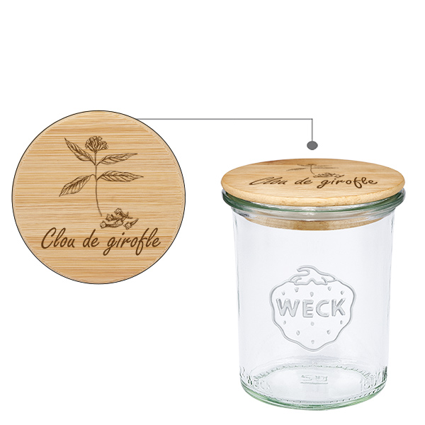 Couvercle en bois "Clou de girofle" avec verre à pied WECK 1 Couvercle en bois "Clou de girofle" avec verre à pied WECK 1