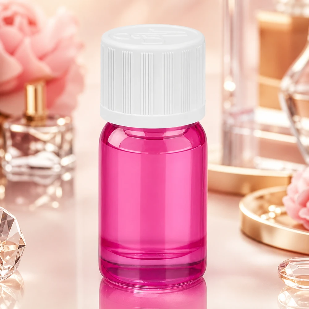 Dekorative violette 5ml Glasflasche mit mattem Verschluss ideal für Geschenke und Präsentation